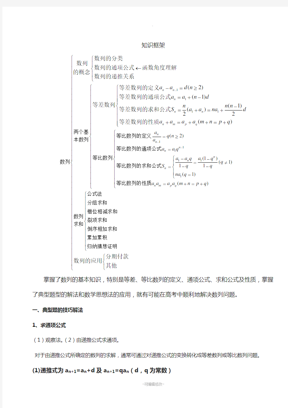 数列解题技巧归纳总结---好(5份)