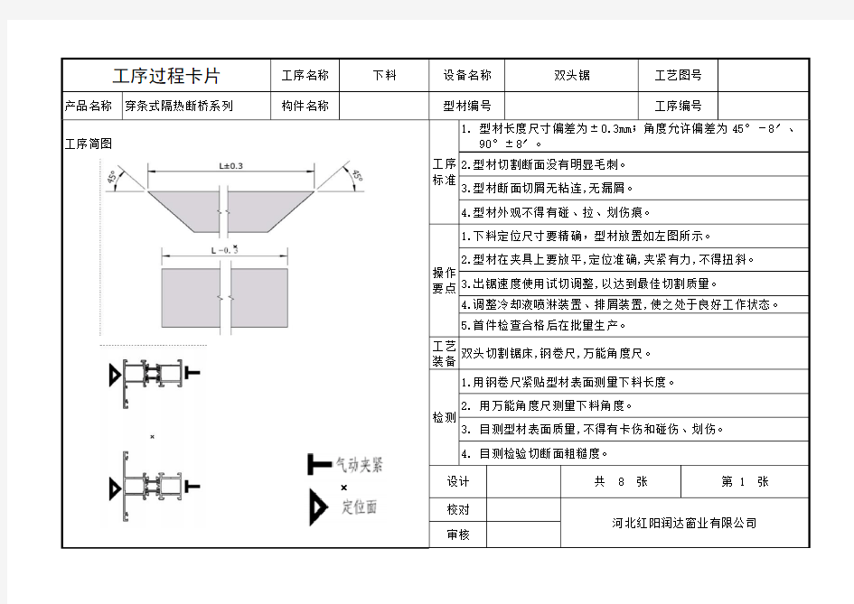 铝合金门窗制作工艺卡片.