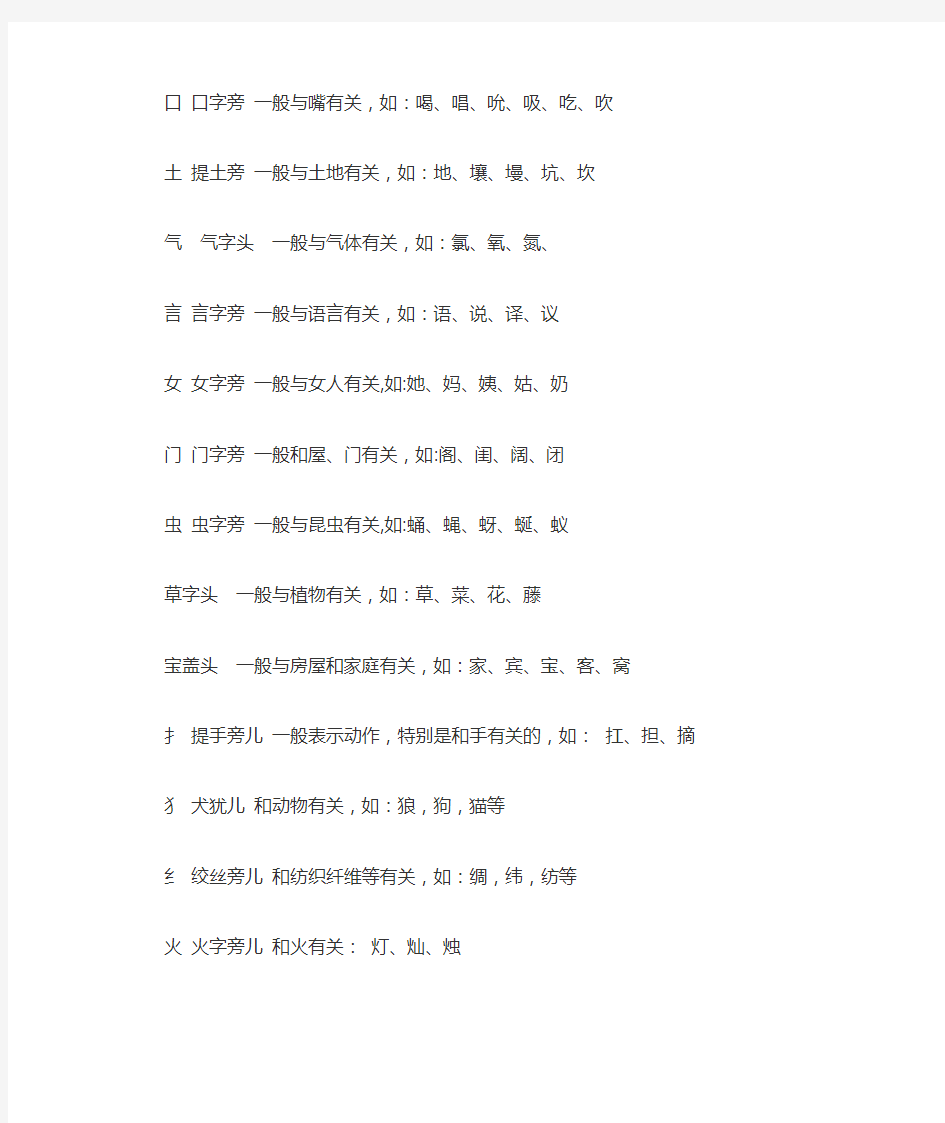 部首表示的意思