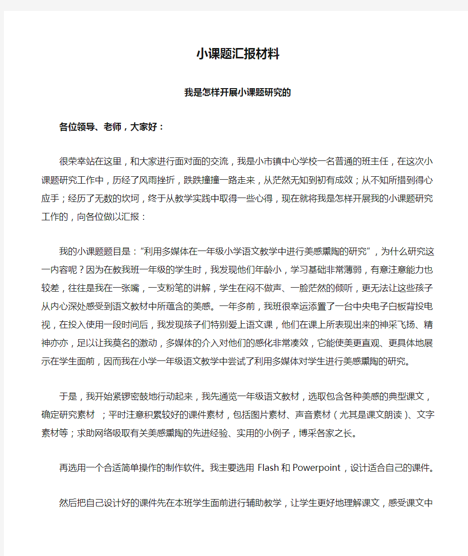 小课题汇报材料