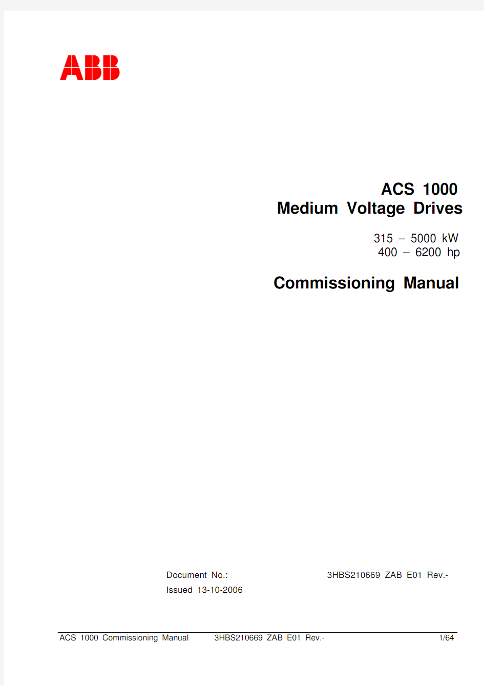 ABB变频器 ACS1000_调试手册