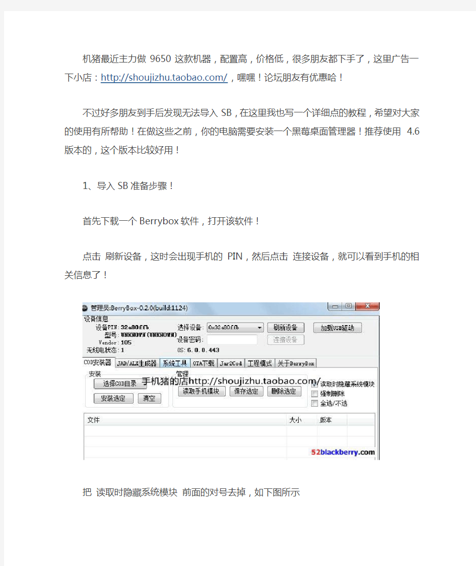 黑莓9650史上最详细SB导入教程