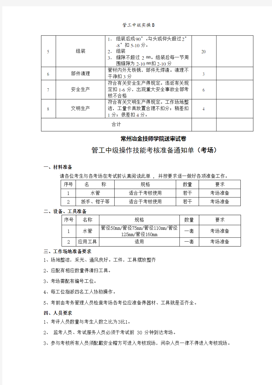 管工中级实操