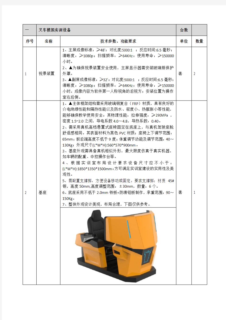 2016最新模拟实训室招标技术参数