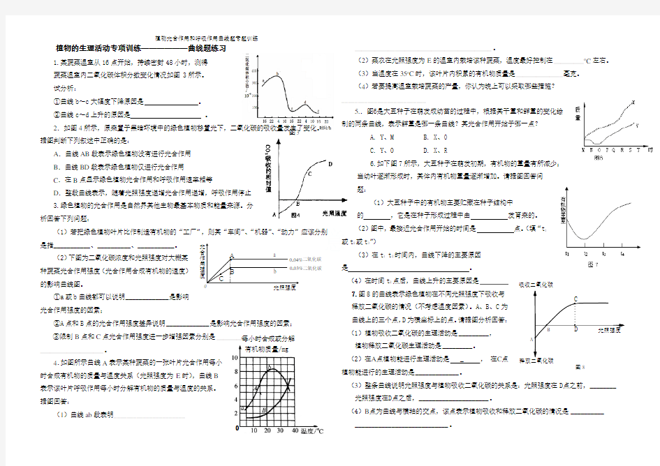 植物光合作用和呼吸作用曲线题专题训练