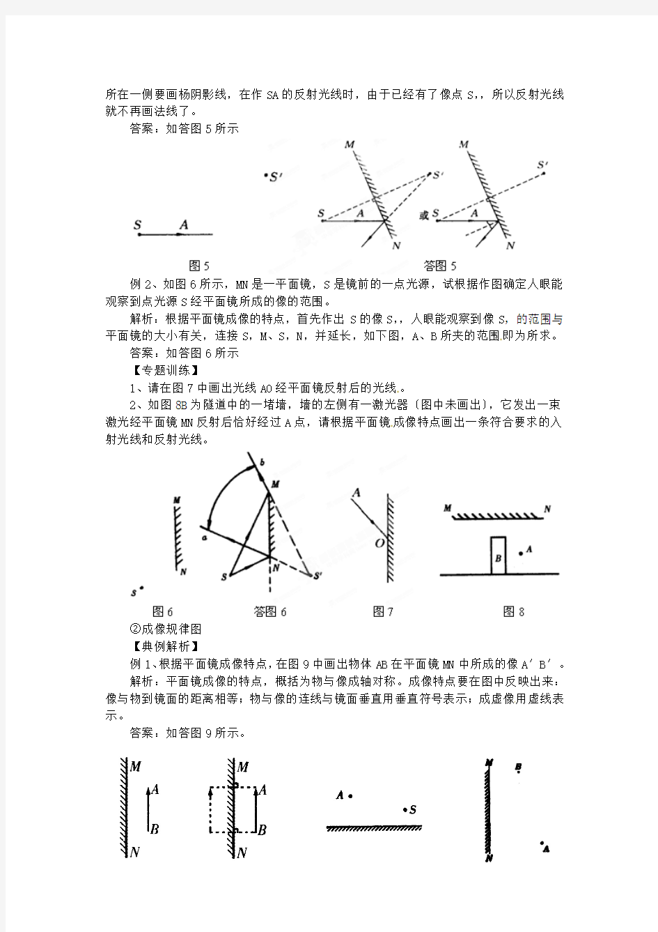 2019中考物理单元练习经典题集-光学作图