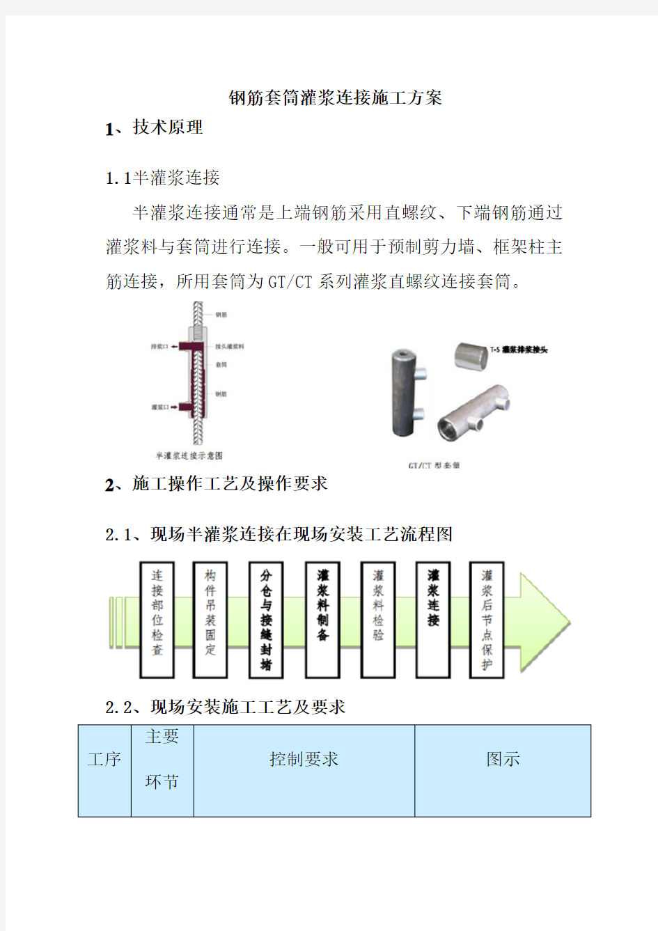 钢筋套筒灌浆连接施工方案