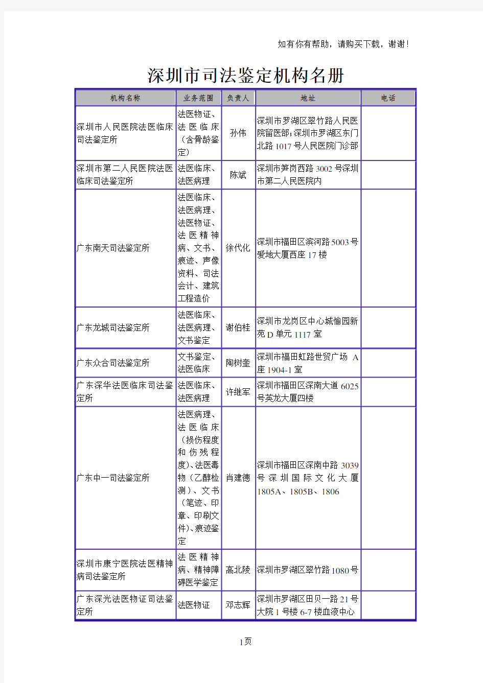 深圳司法鉴定机构名册