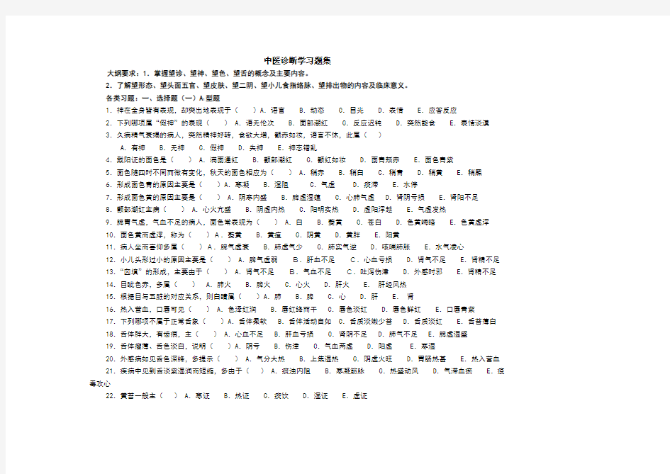 中医诊断学习题集