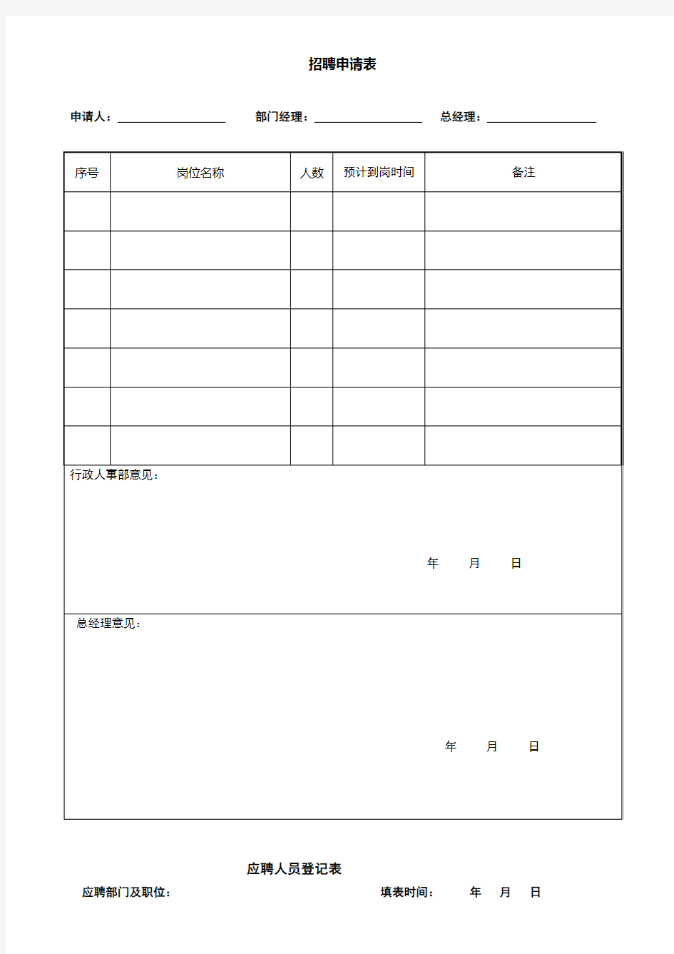 办公室常用表格大全