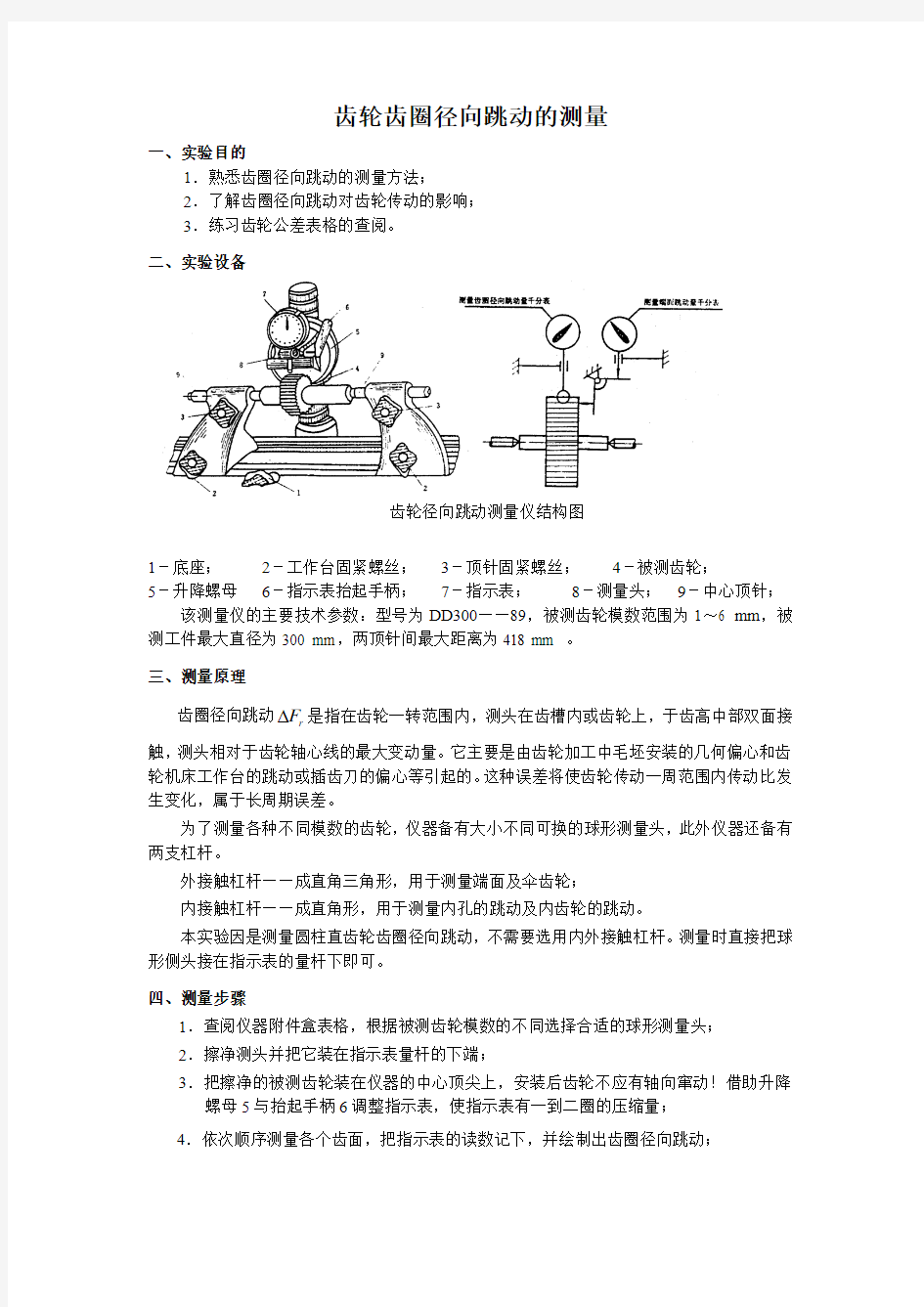 齿轮径向跳动