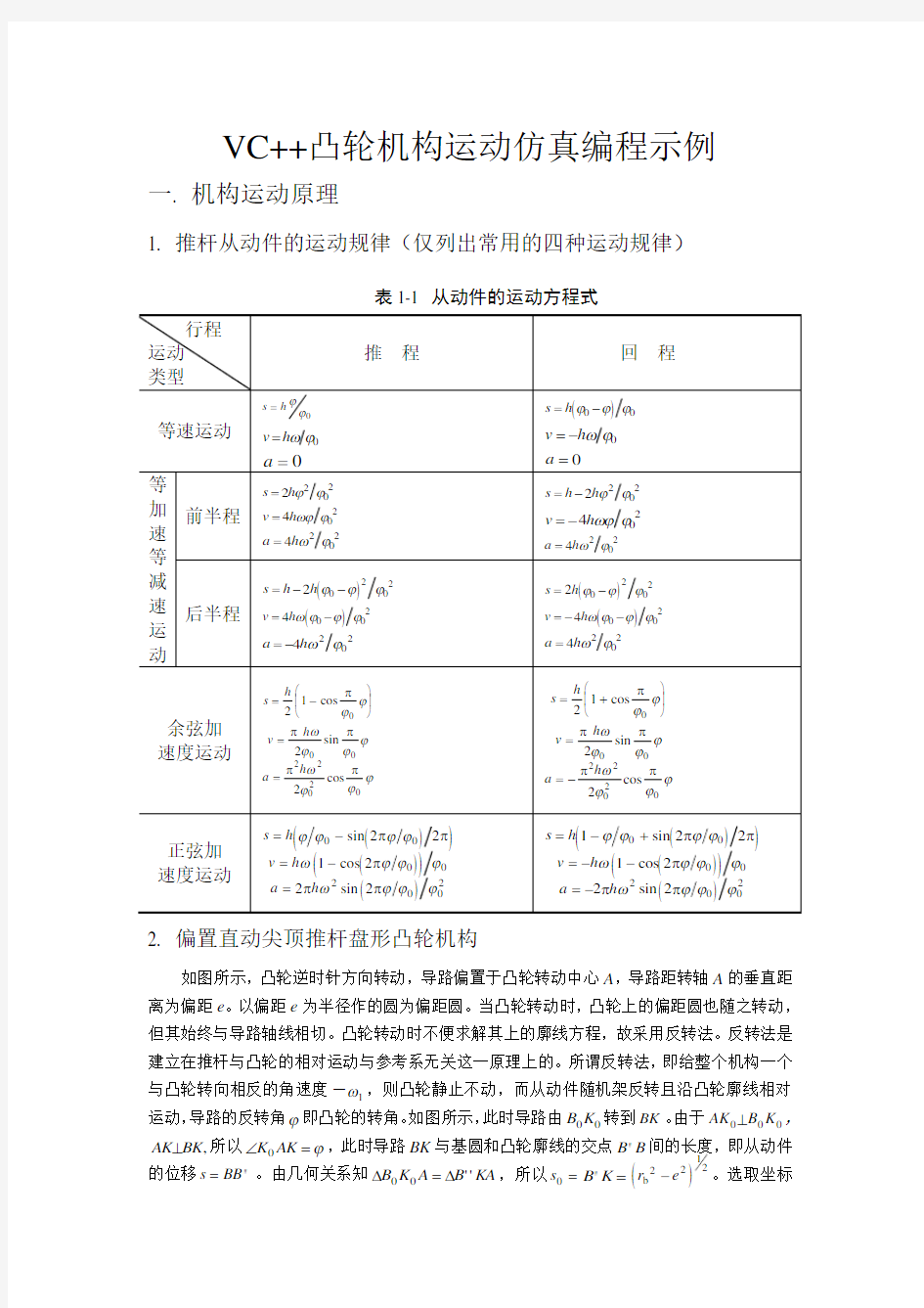 VC++凸轮机构运动仿真编程示例