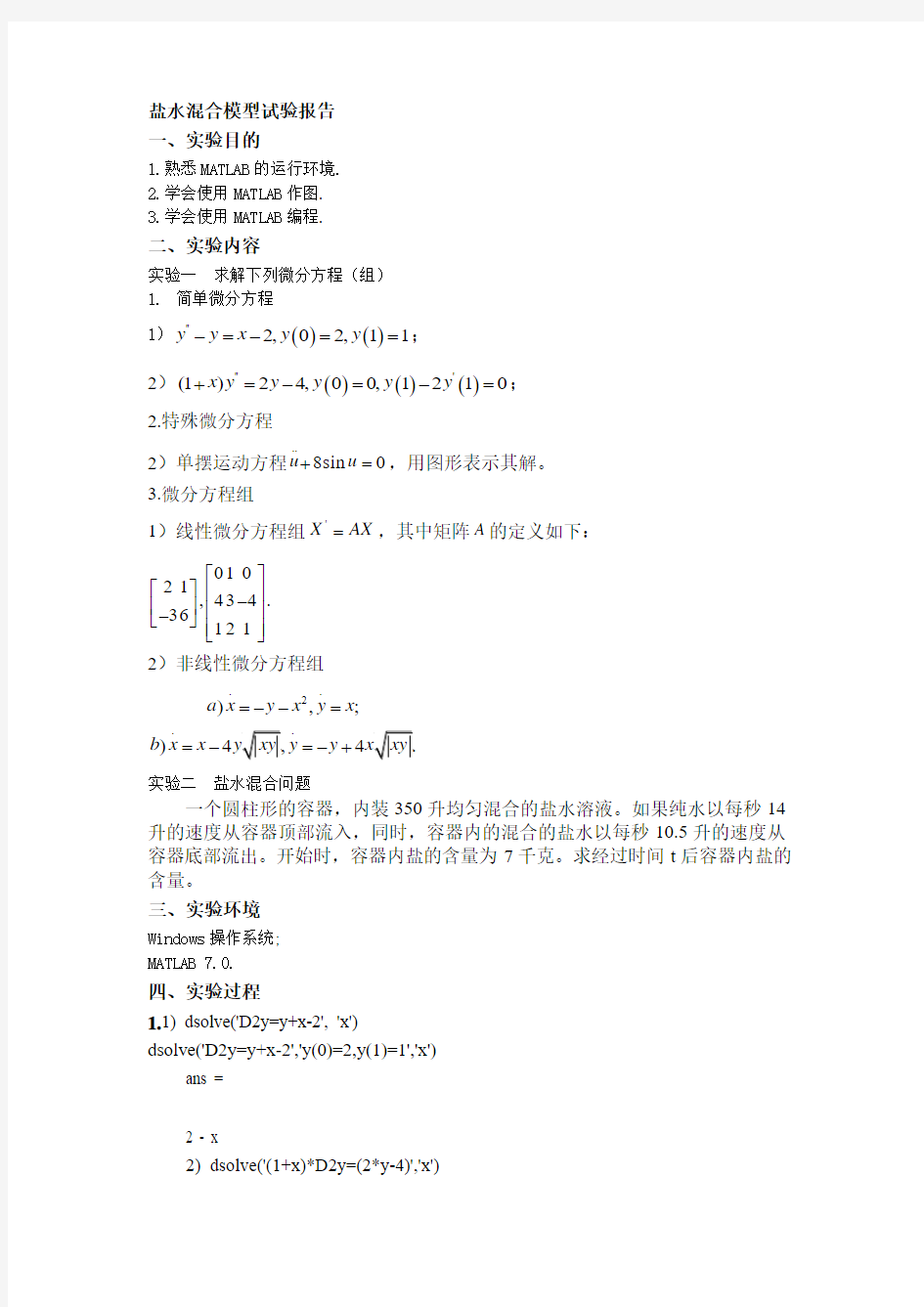 盐水混合模型试验报告