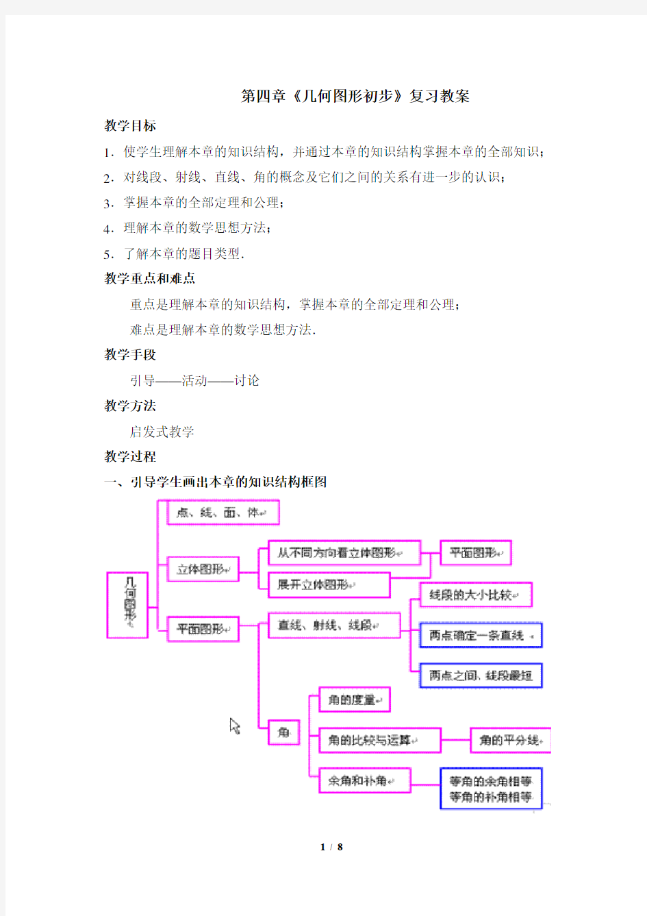 《几何图形初步》复习参考教案