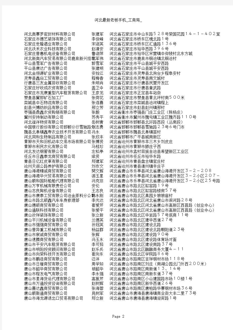 2010河北省工商企业通讯录