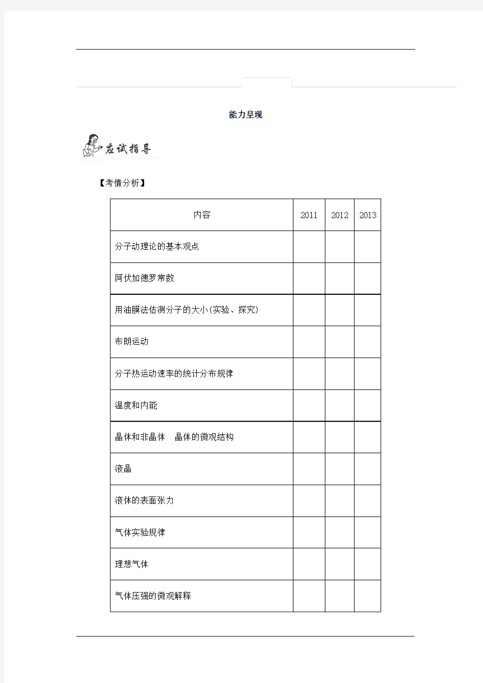 2015届高考物理二轮复习学案：专题14 选修3-3(人教版)