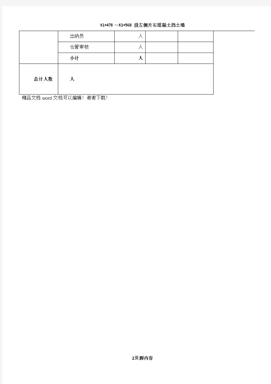 部门岗位人员编制表