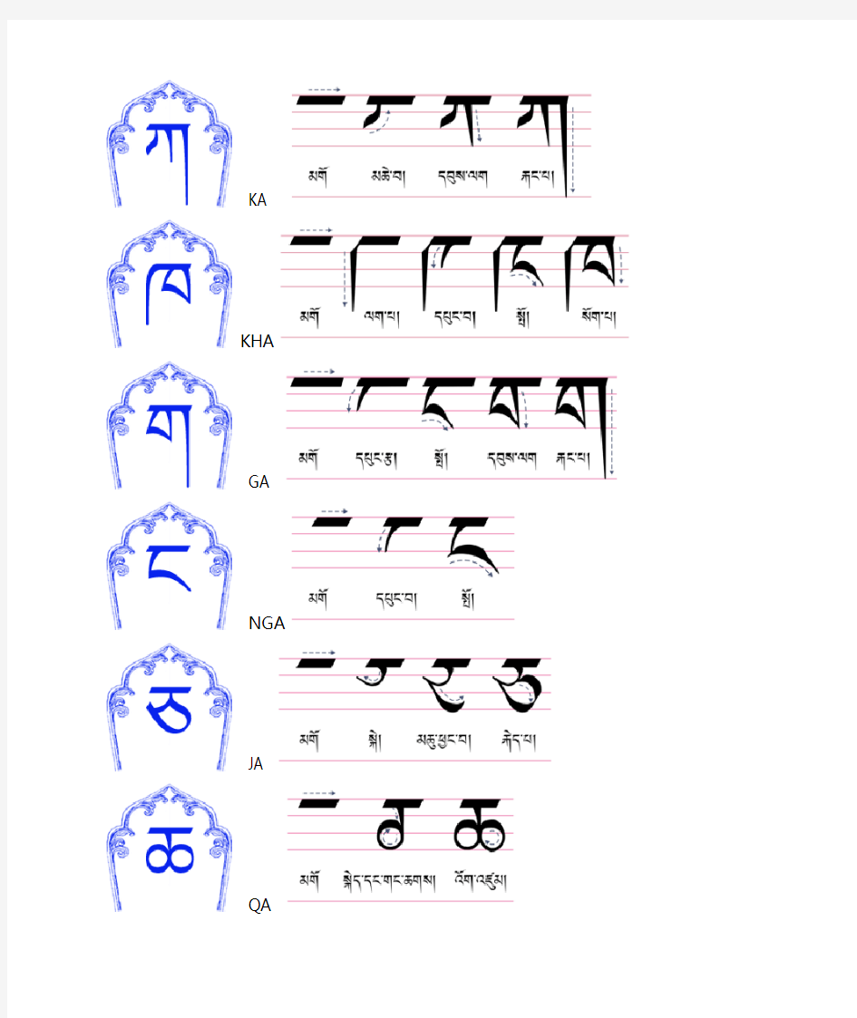 藏文个辅音字母写笔顺