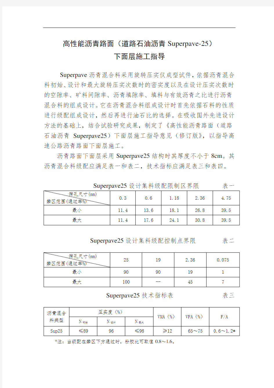 高性能沥青路面(道路石油沥青Superpave-25)下面层施工指导