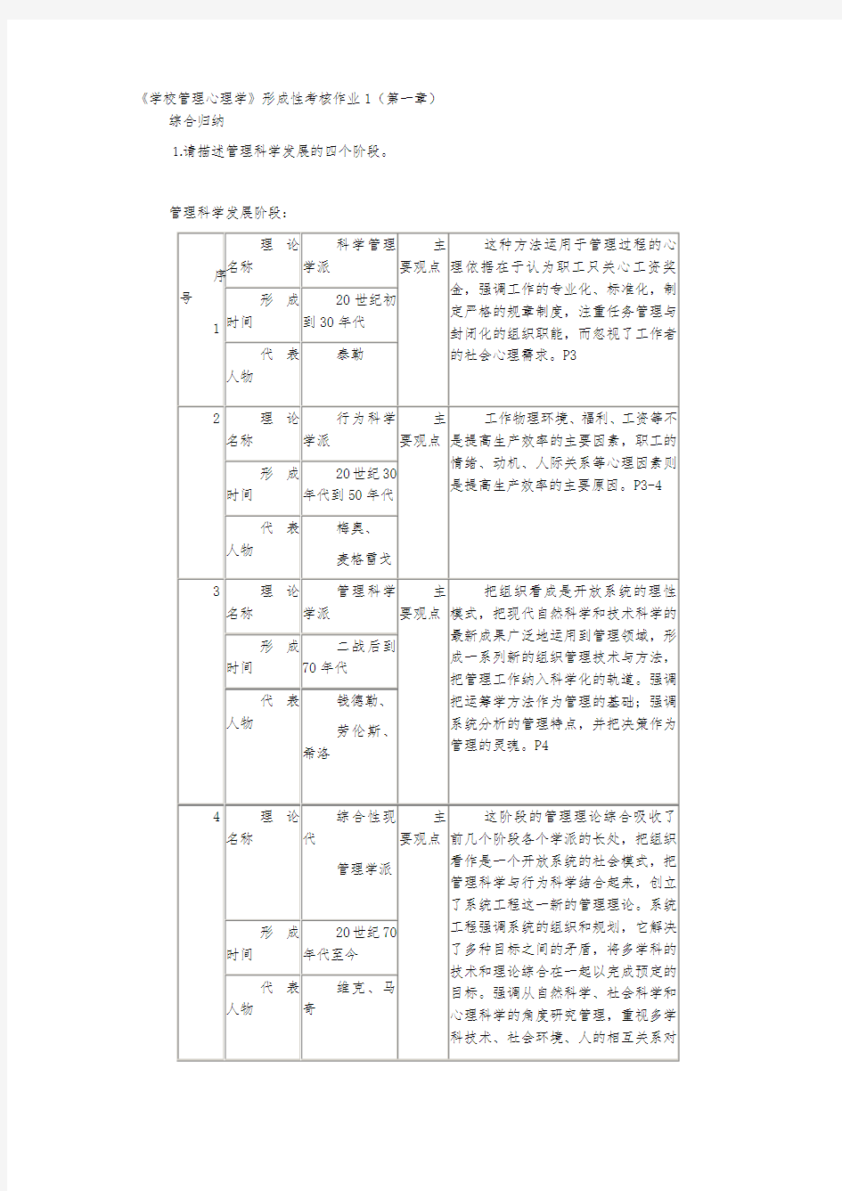 学校管理心理学形成性考核册1_4全部答案