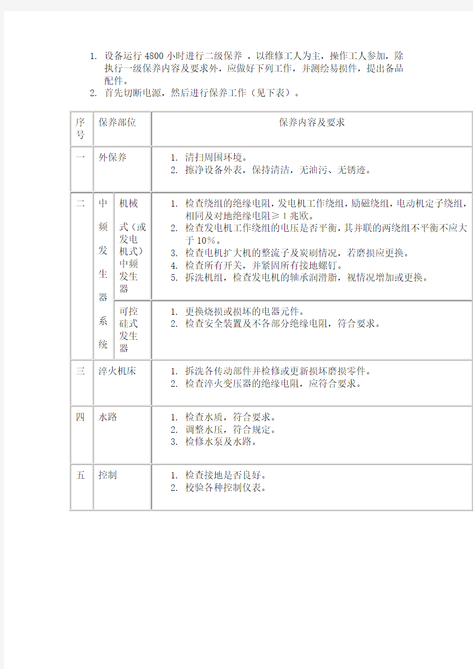 中频感应加热装置维护保养指导书