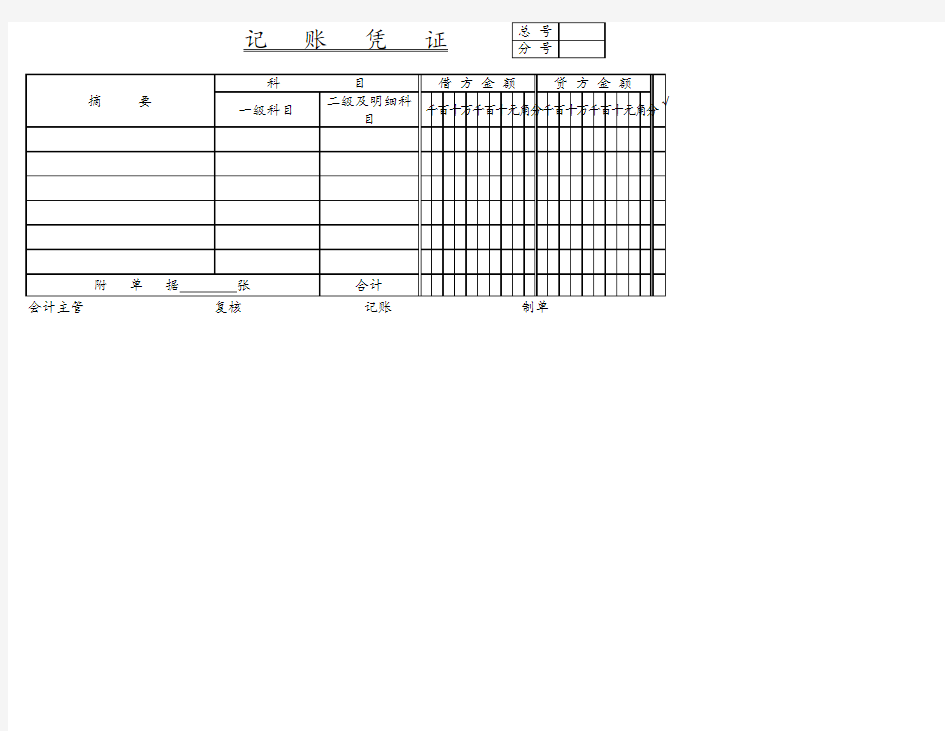 【财务表格】记账凭证(实用模板)