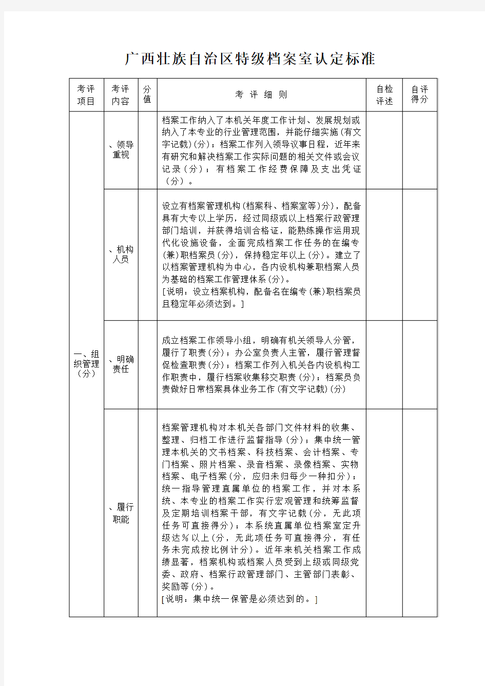 广西壮族自治区特级档案室认定标准