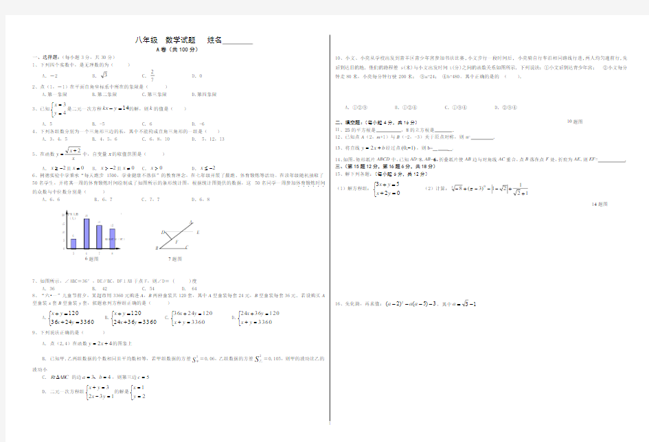 2014-2015树德实验八年级上期末试题