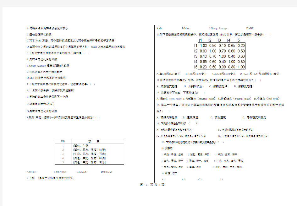 大学数据挖掘期末考试题