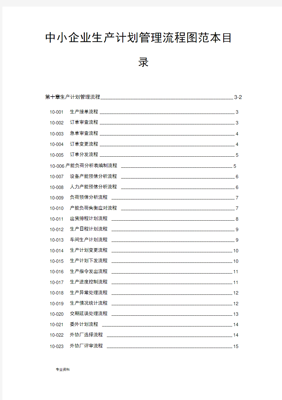 中小企业生产计划管理流程图范本