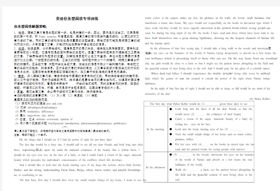 牛津译林版高一英语任务型阅读解题技巧及专项训练