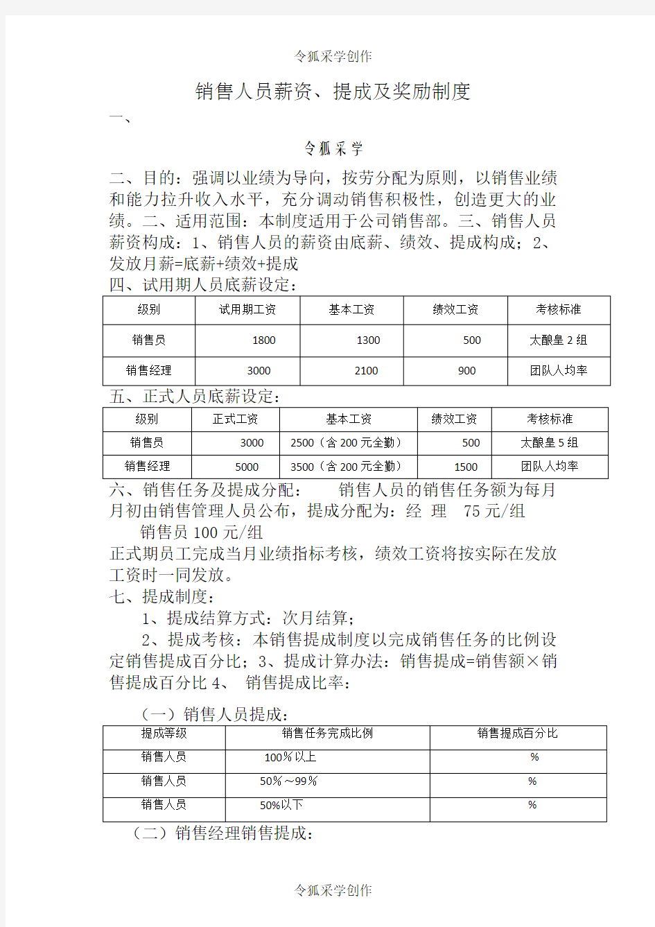 销售团队管理制度