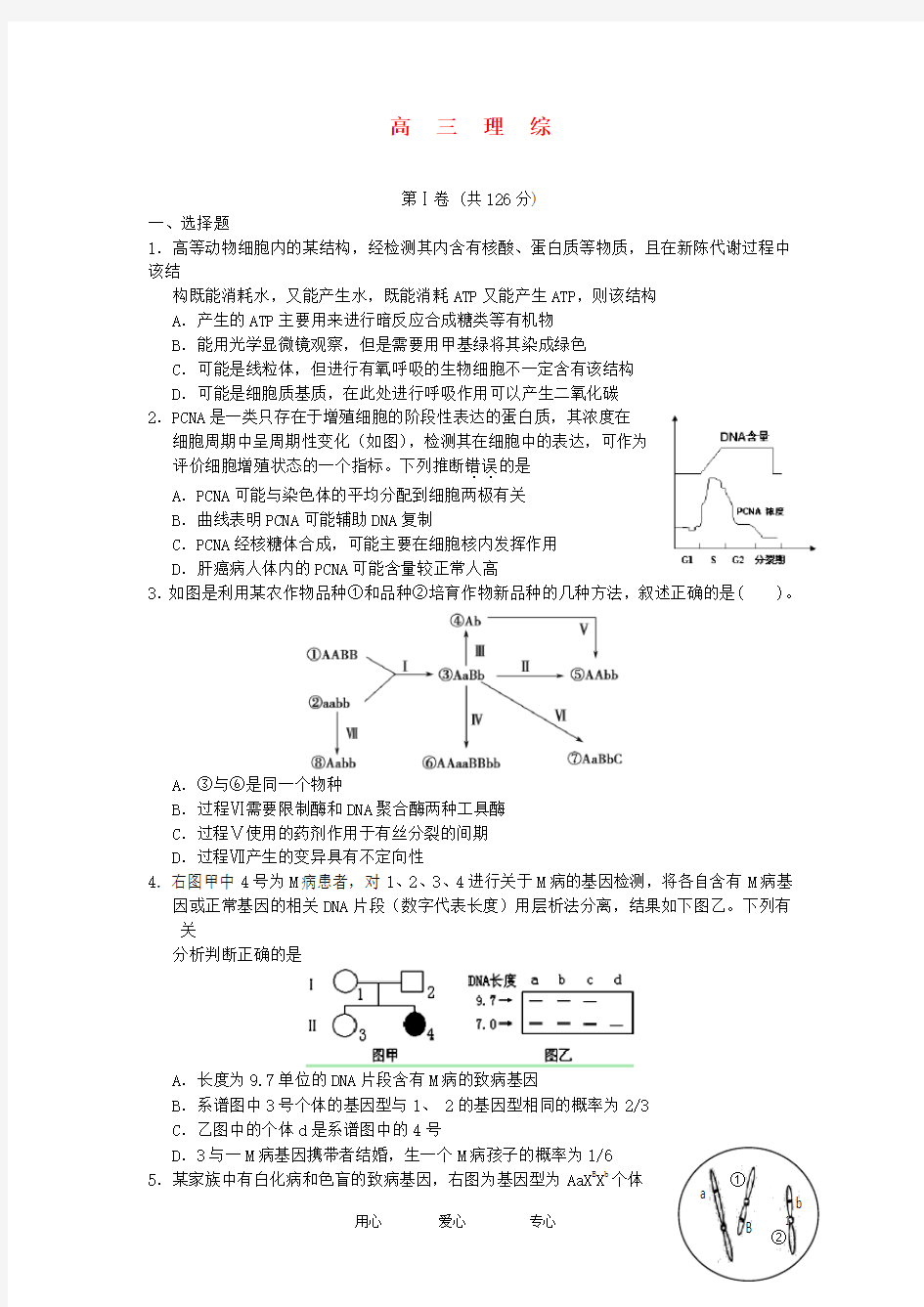 甘肃省张掖市高三理综上学期11月月考试题新人教版