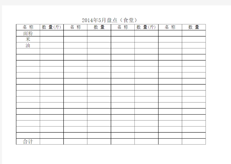 食堂盘点表(范本)