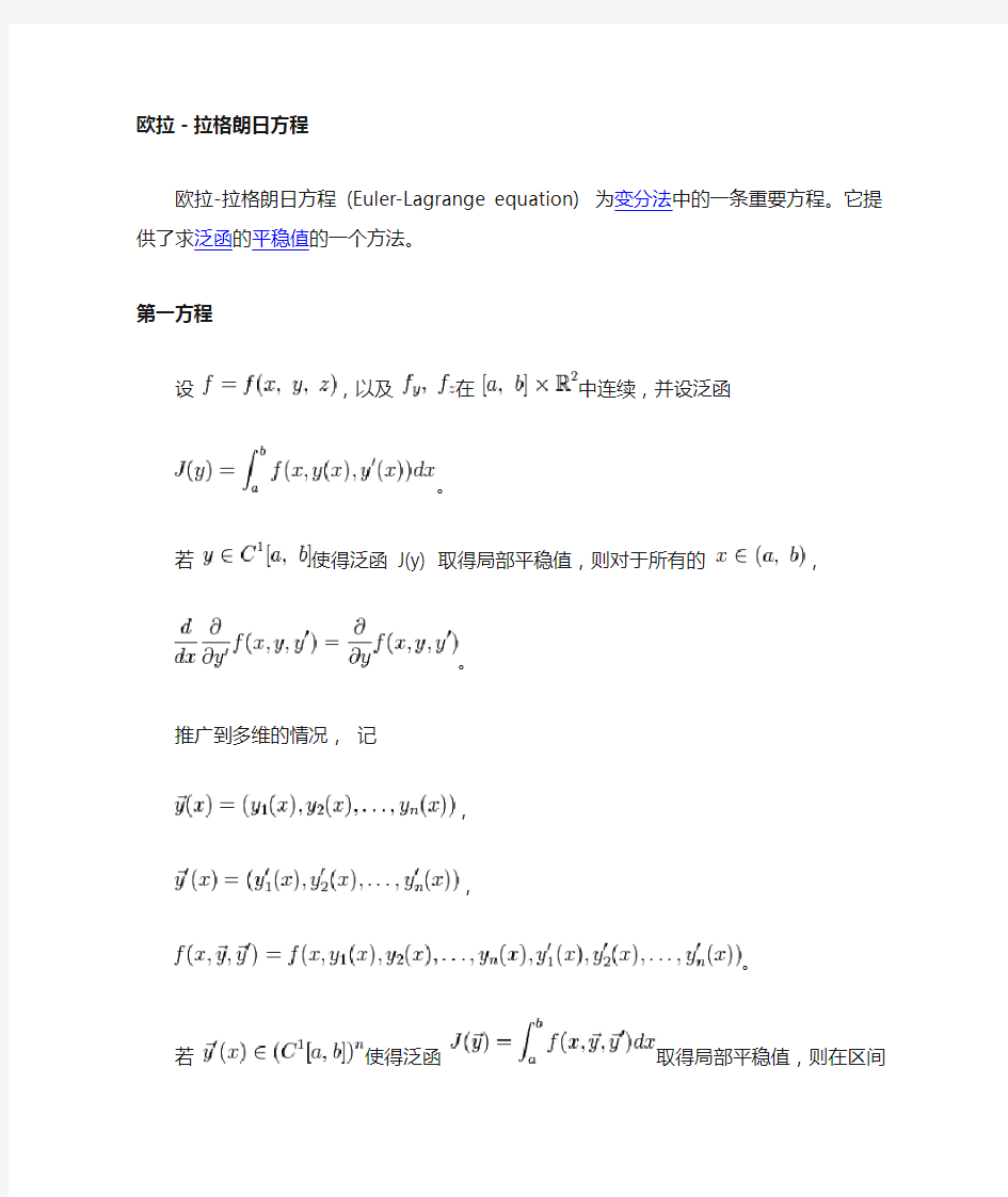 欧拉—拉格朗日方程