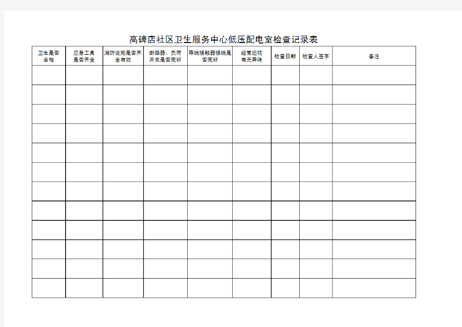 低压配电室检查记录表