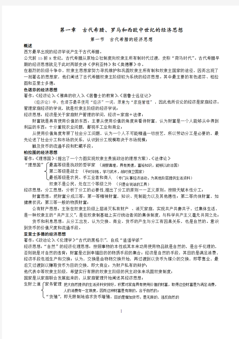 经济学说史笔记完整整理