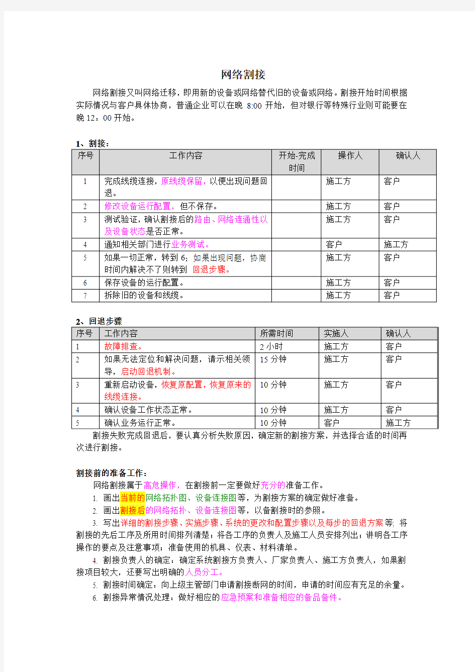 09 网络割接