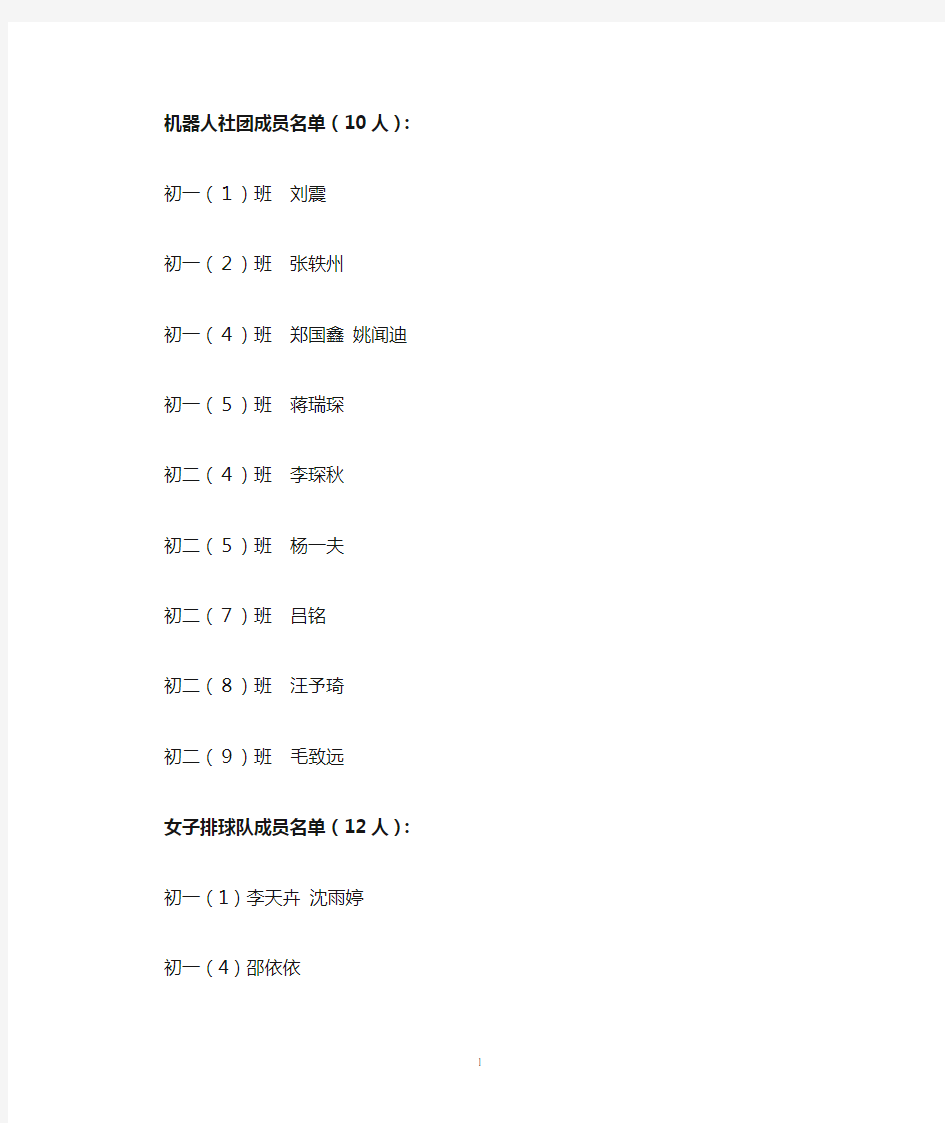 机器人社团成员名单(10人)