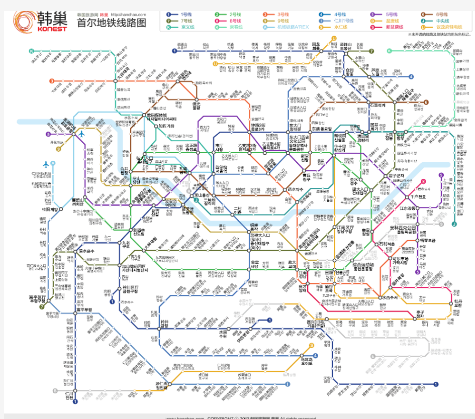 中韩双语版首尔地铁图