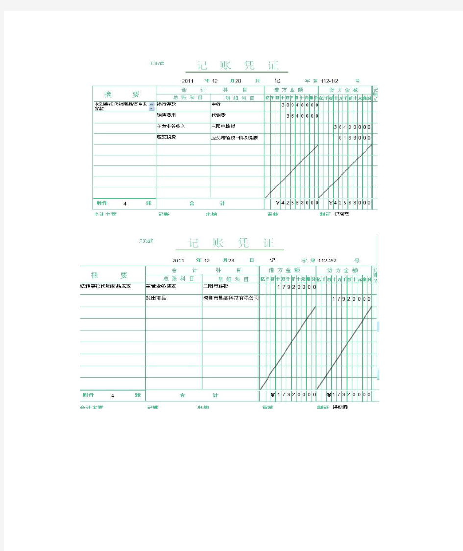 会计记账凭证填制示例