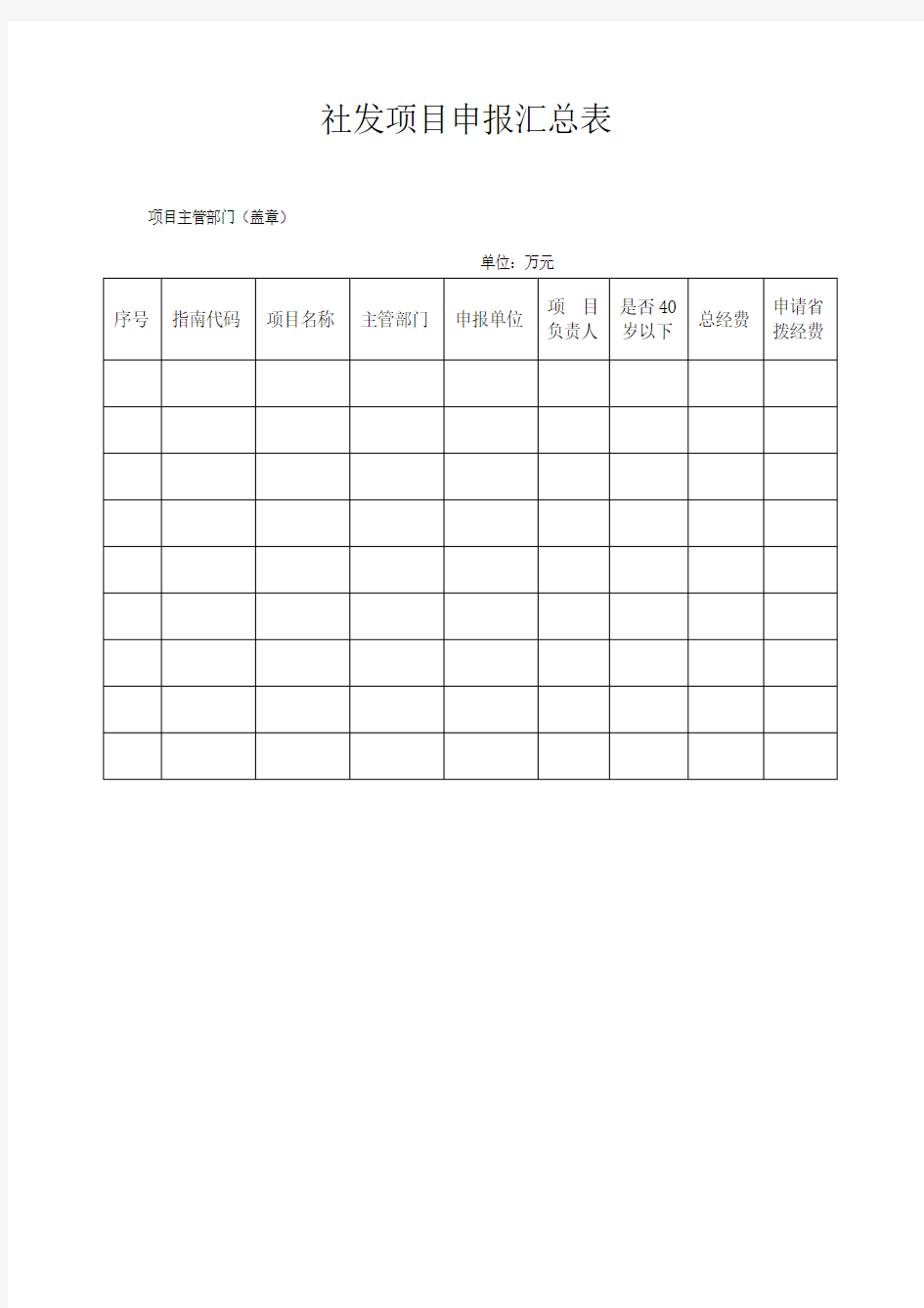 社发项目申报汇总表【模板】