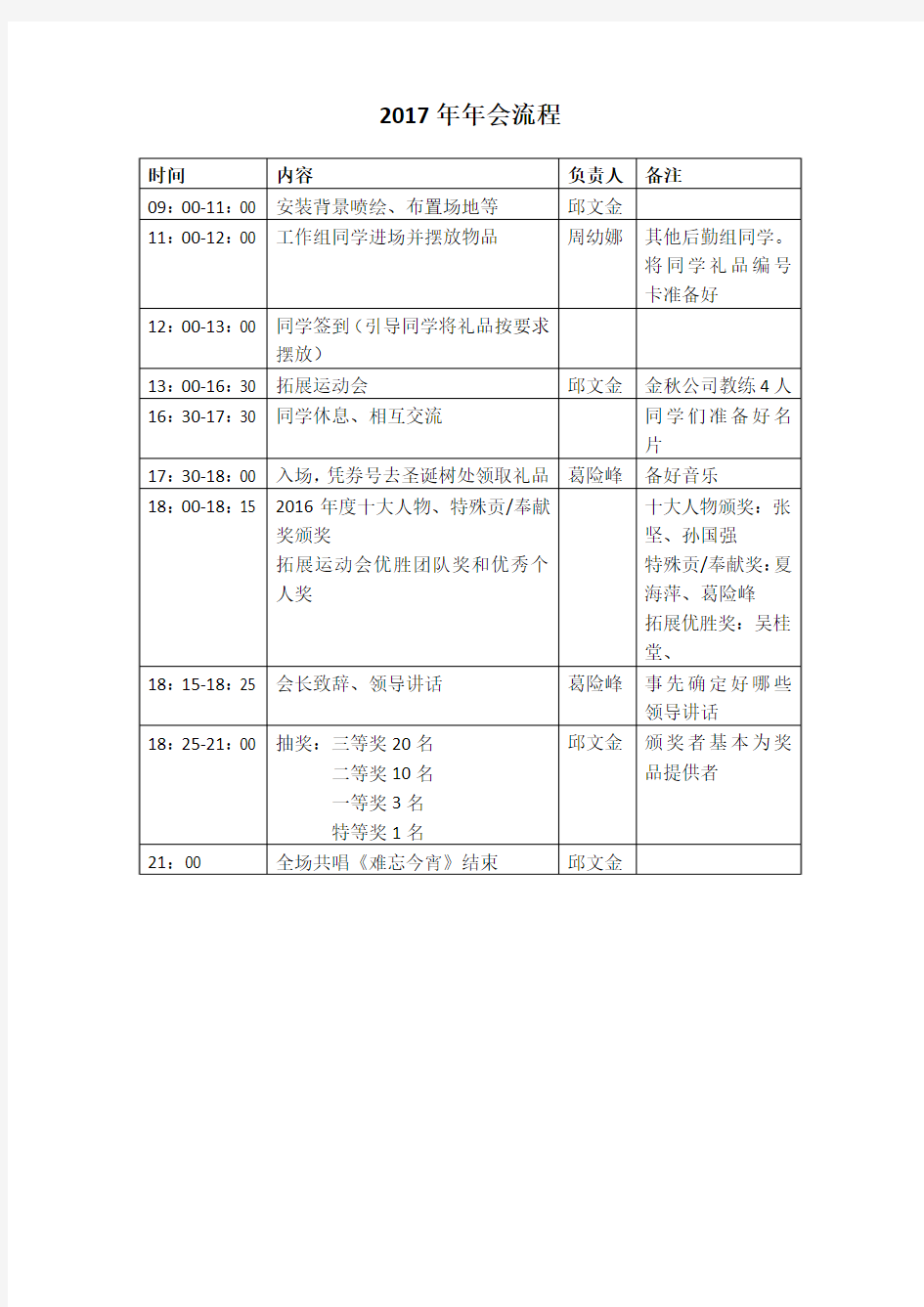 2017年年会流程