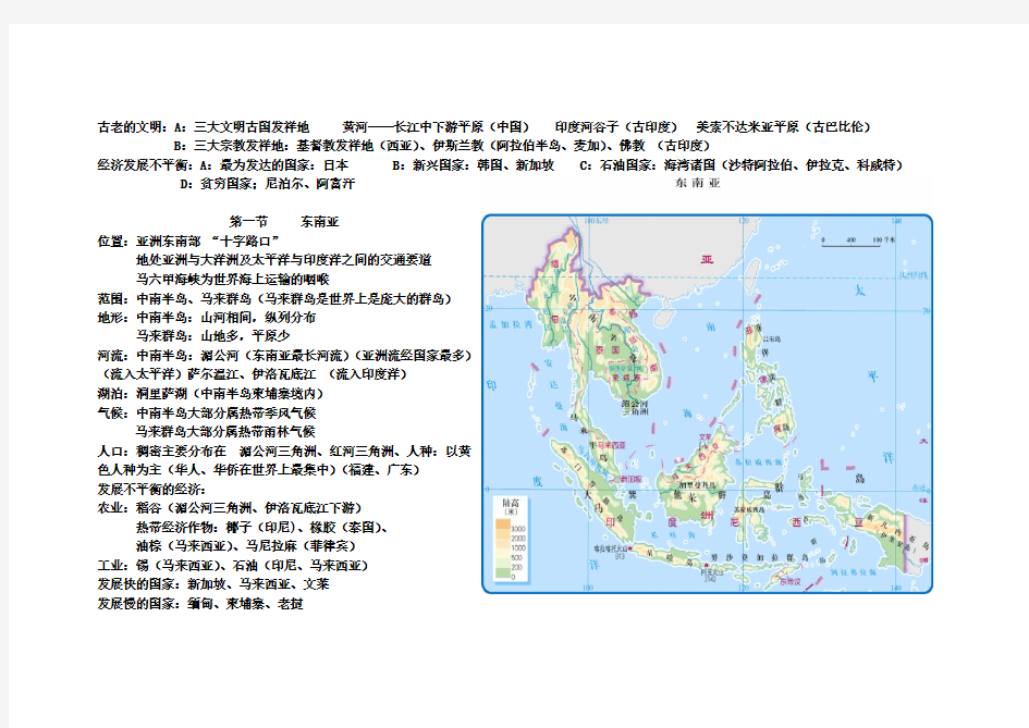 中图版八年级地理下册复习提纲14172