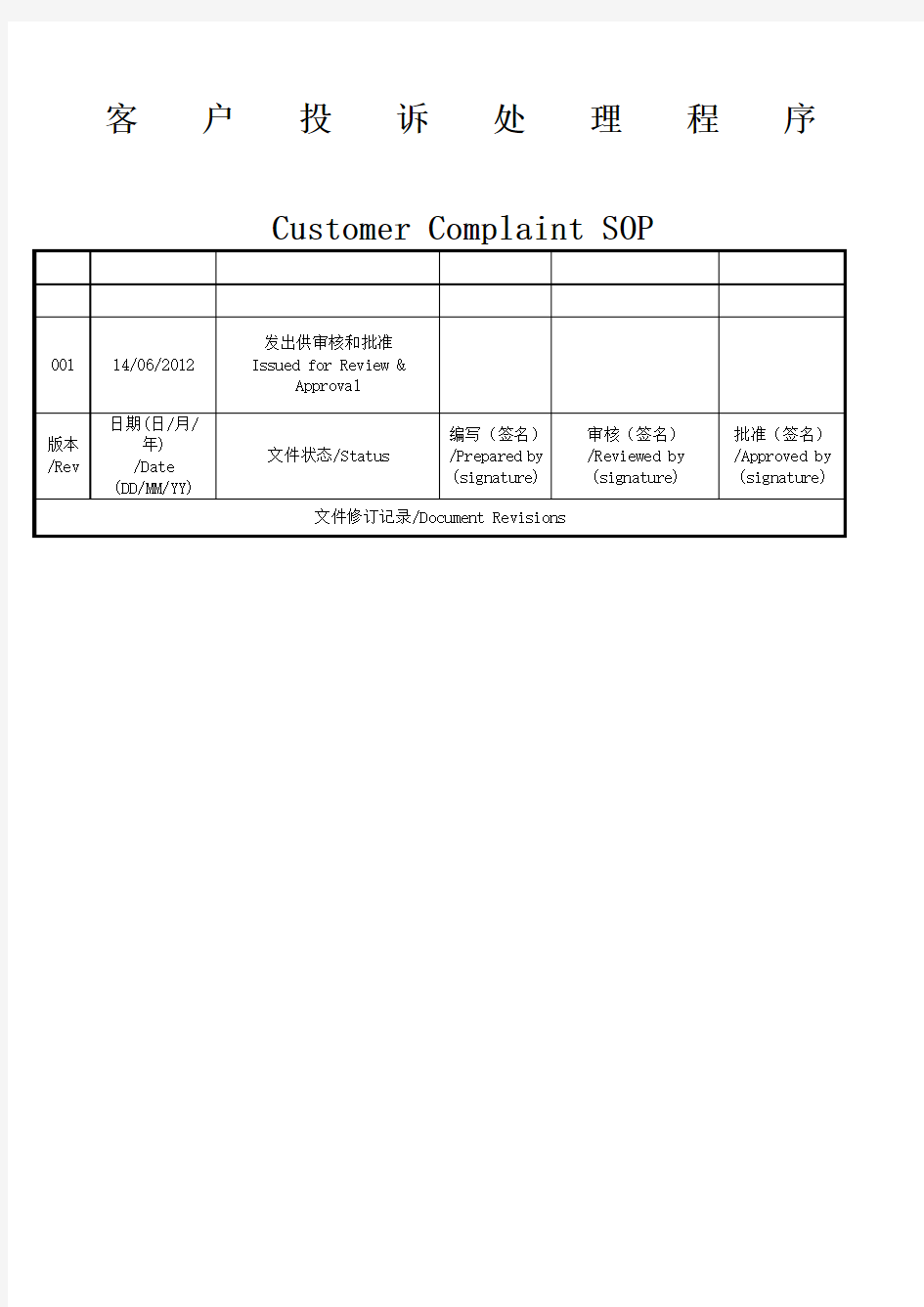 客户投诉处理规程中英文版CustomerComplaintGuideline