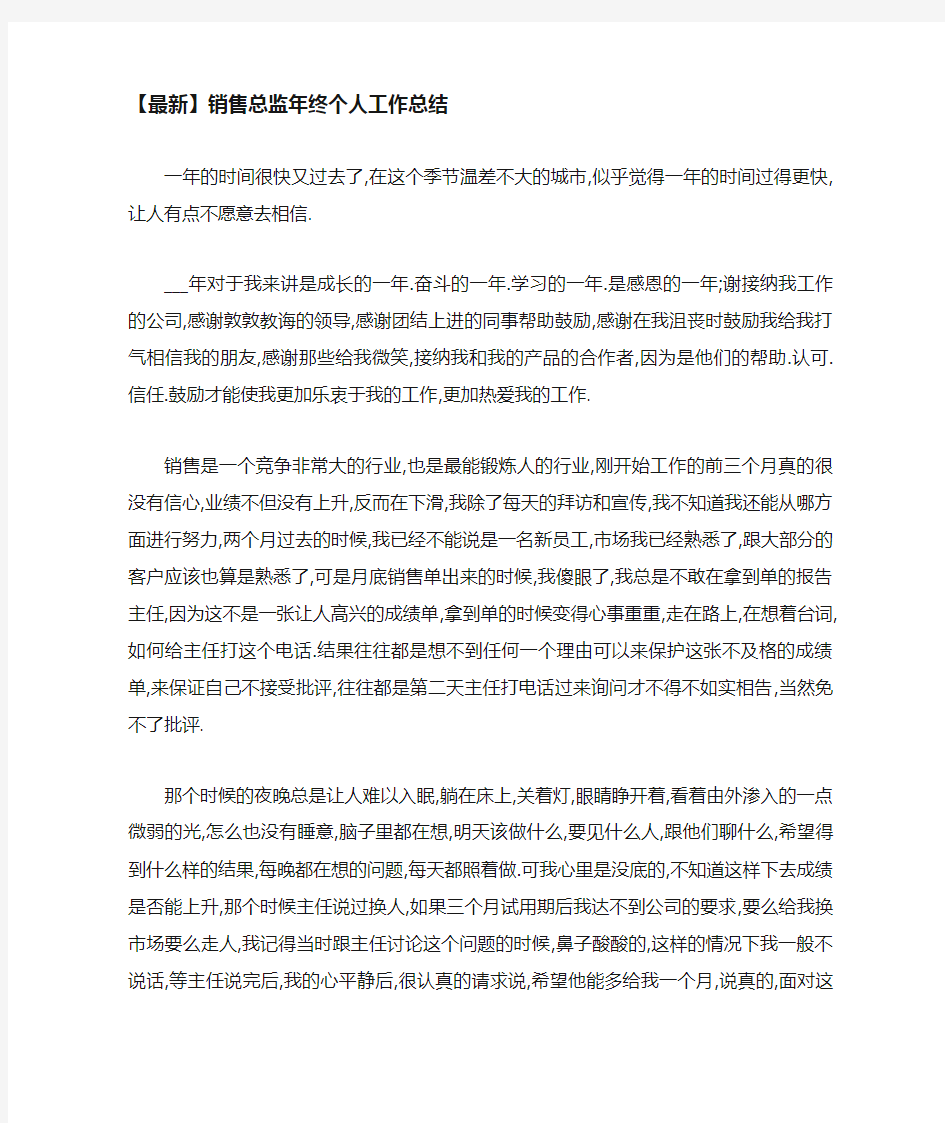 销售总监年终个人工作总结