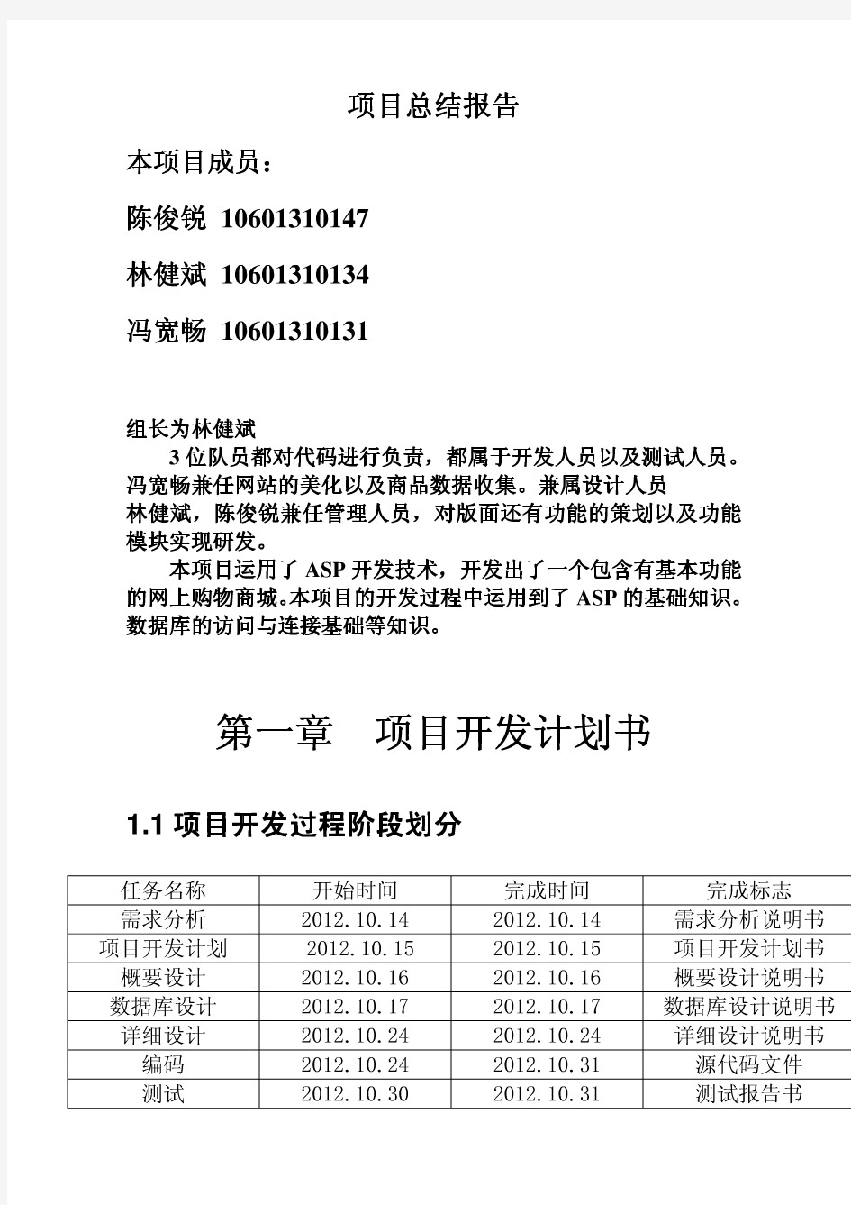 网上商城购物系统 项目总结报告