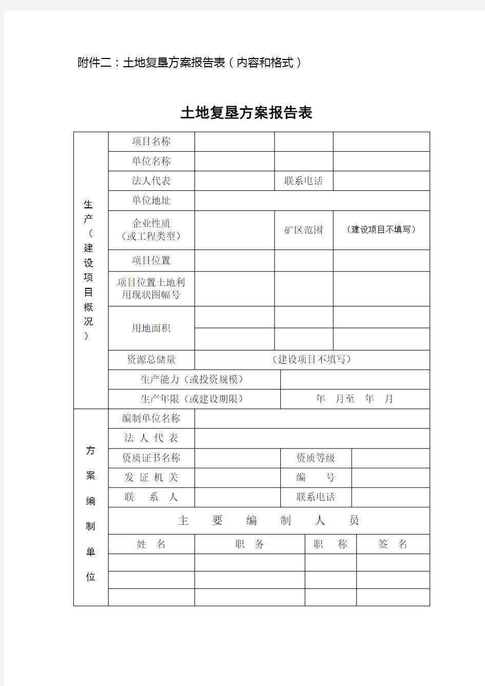 土地复垦报告表--编制说明