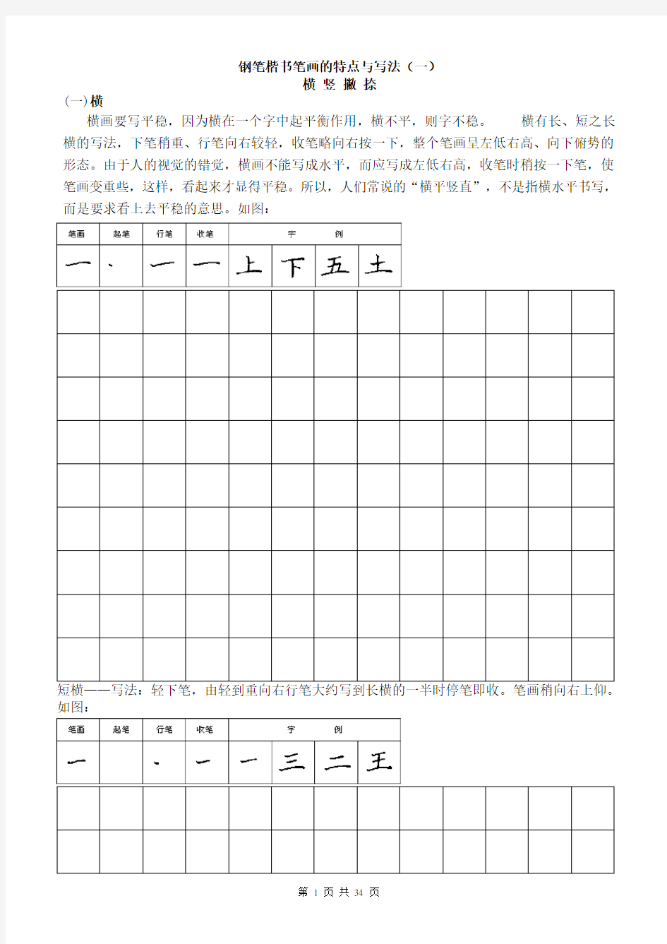 钢笔楷书字帖