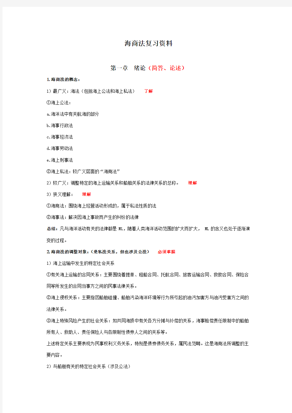 海商法复习资料.(DOC)